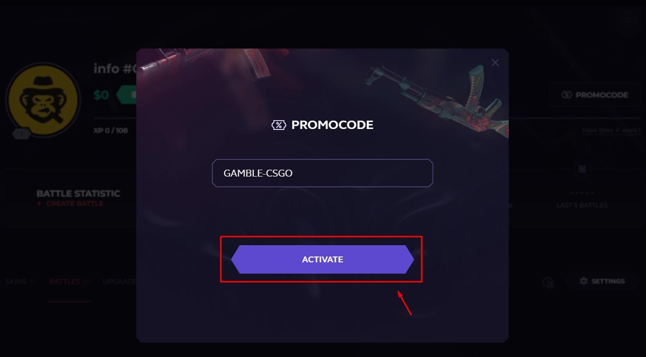 Promo code button on skinclub