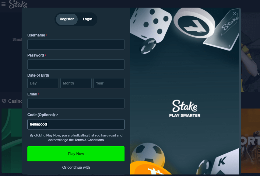 stake casino add promo code