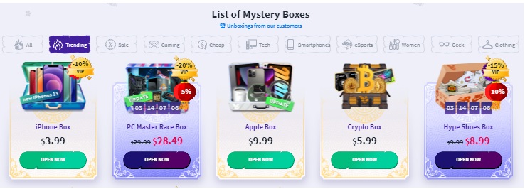 mystery boxex websites
